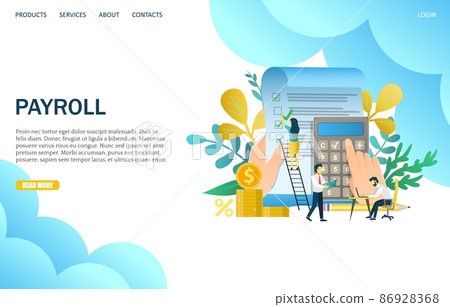 Payroll vector website landing page design template Payroll vector website landing page design template 86928368