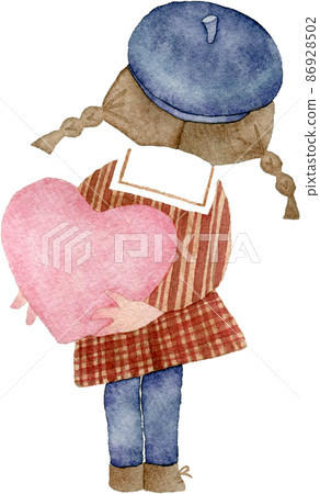 Illustration of a girl in the back with a heart 86928502