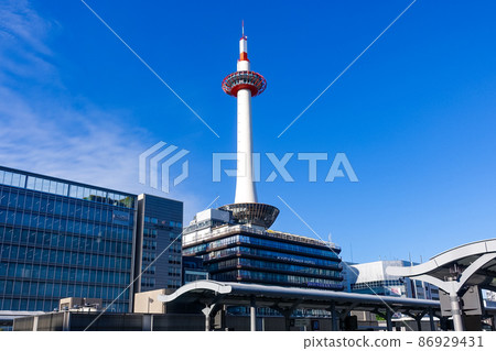Clear Kyoto Tower from Kyoto Station (Kyoto City, Kyoto Prefecture) Clear Kyoto Tower from Kyoto Station (Kyoto City, Kyoto Prefecture) 86929431