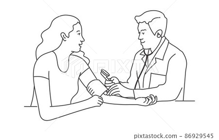 Doctor and patient. Pressure measurement concept. 86929545