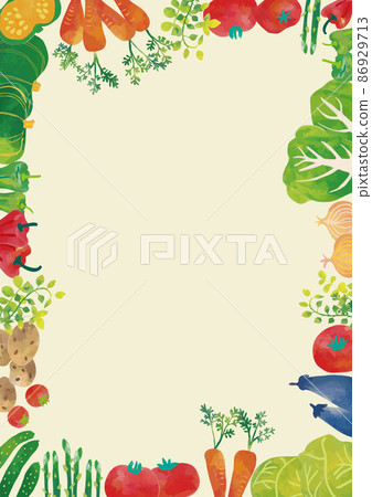 水彩風格蔬菜套裝框架垂直 86929713