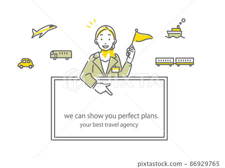 Line art icon set of a travel agency woman pointing to the board Simple and stylish line art illustration 86929765