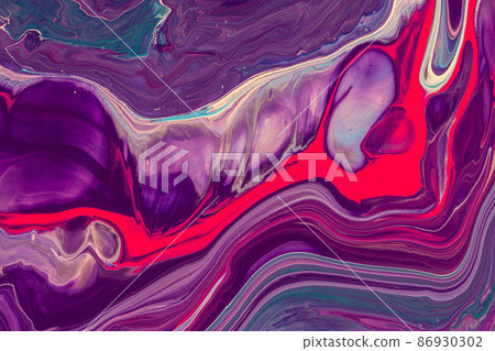 Marble pattern from colored liquid acrylic paints. Colorful abstract background 86930302