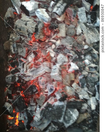 burning hot coals yellow red ornage red spectrum for cooking. Grill food on coals burning hot coals yellow red ornage red spectrum for cooking. Grill food on coals 86930847