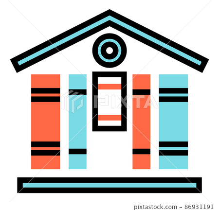 Book building icon. Bookstore or library logo. Bookshelf sign 86931191