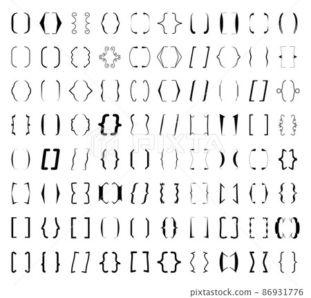 Curly brace set vector. Text brackets collection for messages, quotas. 86931776