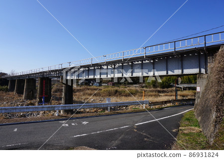Railway bridge "Kamogawa Bridge" over the Kamogawa on the Imbi Line Railway bridge "Kamogawa Bridge" over the Kamogawa on the Imbi Line 86931824