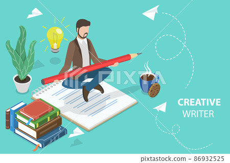 3D Isometric Flat Vector Conceptual Illustration of Creative Writer 3D Isometric Flat Vector Conceptual Illustration of Creative Writer 86932525