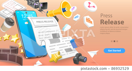 3D Vector Conceptual Illustration of Press Release 3D Vector Conceptual Illustration of Press Release 86932529