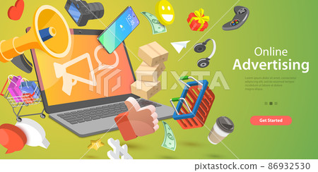3D Vector Conceptual Illustration of Online Advertising 86932530