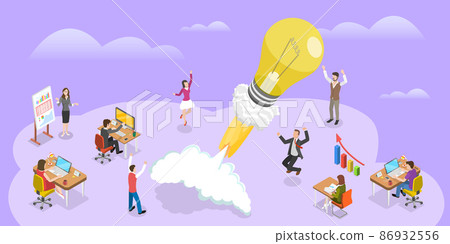 3D Isometric Flat Vector Conceptual Illustration of Startup Idea 86932556