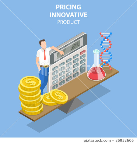 3D Isometric Flat Vector Conceptual Illustration of Pricing Innovative Product 86932606