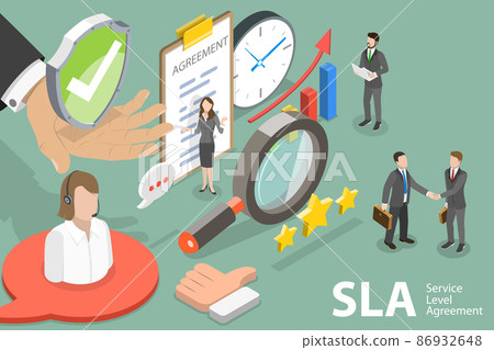 3D Isometric Flat Vector Conceptual Illustration of SLA - Service Level Agreement 86932648