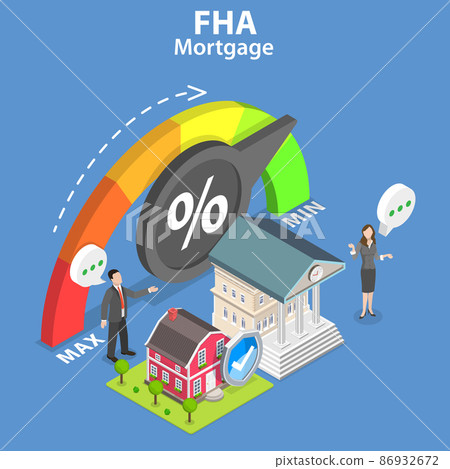 3D Isometric Flat Vector Conceptual Illustration of Federal Housing Administration Mortgage 86932672