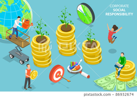 3D Isometric Flat Vector Conceptual Illustration of Corporate Social Responsibility 3D Isometric Flat Vector Conceptual Illustration of Corporate Social Responsibility 86932674