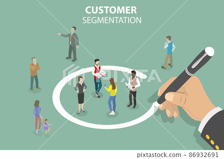 3D Isometric Flat Vector Conceptual Illustration of Customer Segmentation 86932691