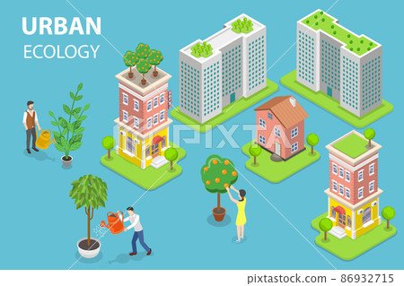 3D Isometric Flat Vector Conceptual Illustration of Urban Ecology 3D Isometric Flat Vector Conceptual Illustration of Urban Ecology 86932715