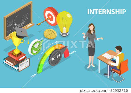 3D Isometric Flat Vector Conceptual Illustration of Internships Work Experience 86932716