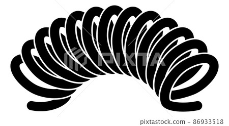 Jumping coil. Black metal helix of flexible spring Jumping coil. Black metal helix of flexible spring 86933518