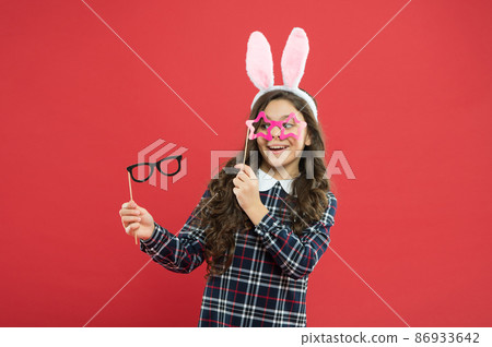 Feeling joy about holiday. little cute bunny. portrait Feeling joy about holiday. little cute bunny. portrait 86933642