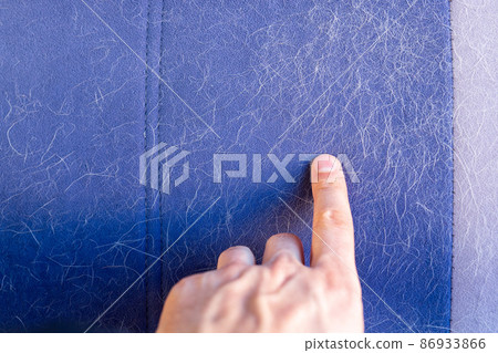 Wool, dog hair, on furniture, car seat. Pet care and pet grooming 86933866