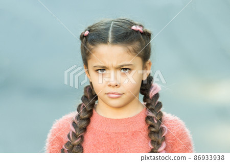 What is wrong. Hairdresser salon. Braided cutie. Little girl What is wrong. Hairdresser salon. Braided cutie. Little girl 86933938