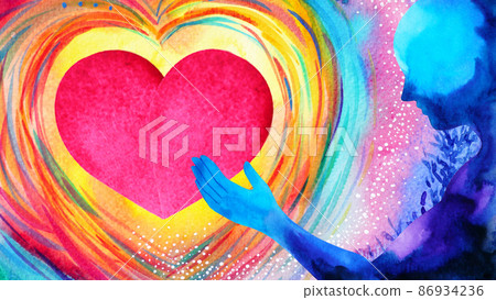 red heart love mind mental flying healing in... - Stock Illustration ...