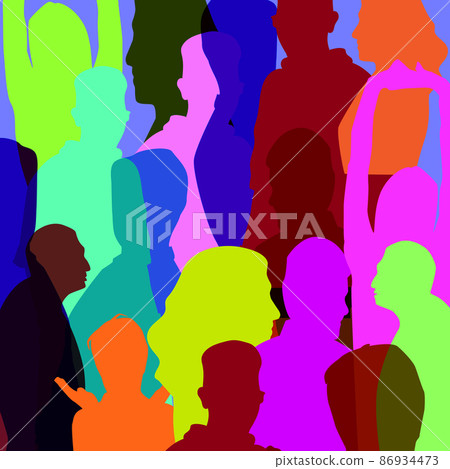 many different color people. vector...-插圖素材 [86934473] - PIXTA圖庫