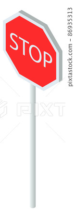 Red stop road sign. Isometric warning symbol-插圖素材 [86935313] - PIXTA圖庫