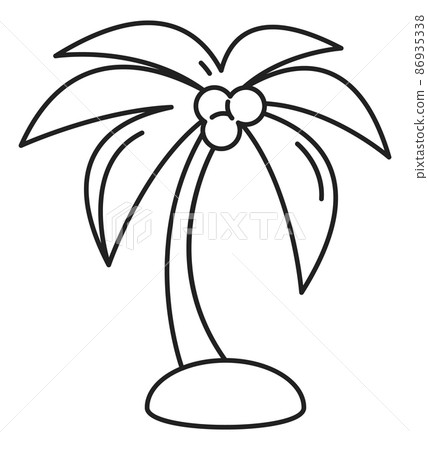 Palm line icon. Tropical island tree with coconuts Palm line icon. Tropical island tree with coconuts 86935338