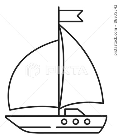 Ship icon. Sailing boat in outline style. Marine symbol Ship icon. Sailing boat in outline style. Marine symbol 86935342