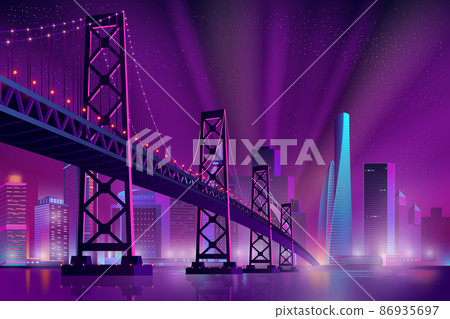 Modern metropolis night landscape cartoon vector Modern metropolis night landscape cartoon vector 86935697