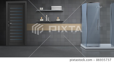Bathroom interior realistic vector background - Stock Illustration ...