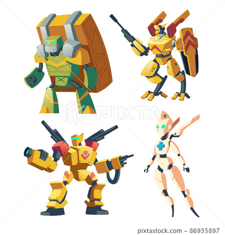 Vector cartoon robots - medic, carrier and soldier 86935897