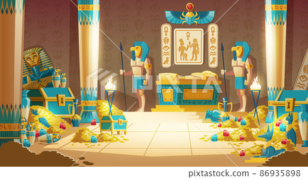 Pharaoh tomb full of treasures cartoon vector Pharaoh tomb full of treasures cartoon vector 86935898