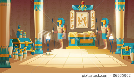 Vector cartoon background, ancient pharaoh tomb Vector cartoon background, ancient pharaoh tomb 86935902