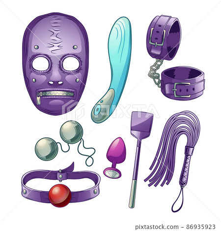 Accessories for BDSM sexual roleplays vector set 86935923