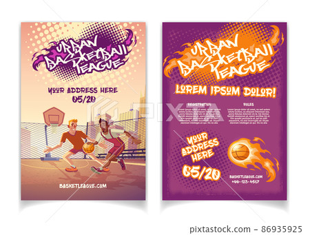 Street basketball tournament cartoon vector poster 86935925