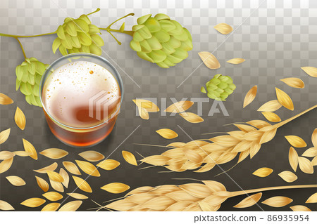 Craft beer in glass beaker realistic vector 86935954