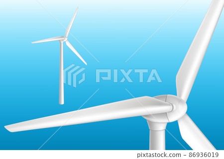 Modern wind turbine on tower 3d realistic vector 86936019