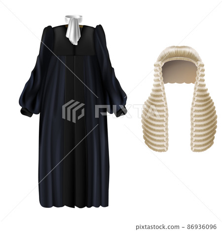 Vector black court dress and long wig for judges 86936096