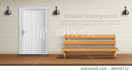 Vector exterior background with veranda facade 86936112