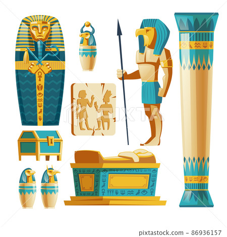 Vector cartoon set of ancient Egypt objects Vector cartoon set of ancient Egypt objects 86936157