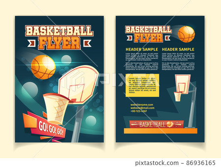 Vector cartoon flyers to invite on basketball game 86936165