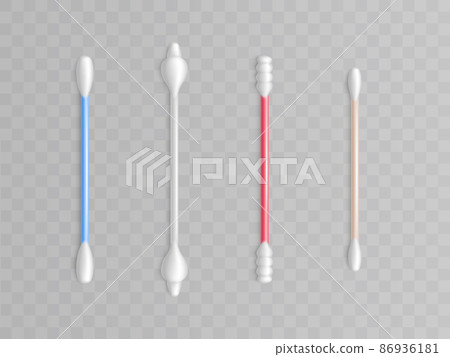 Vector cotton buds. Realistic toiletries, plastic rod Vector cotton buds. Realistic toiletries, plastic rod 86936181