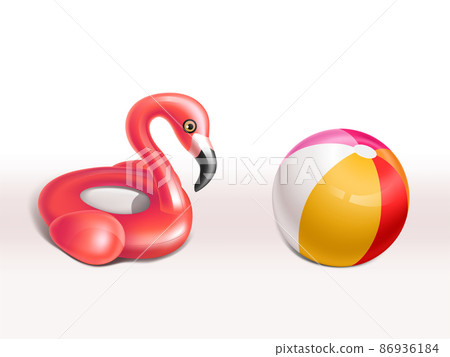 Vector set of inflatable flamingo rubber rings Vector set of inflatable flamingo rubber rings 86936184