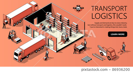 Vector 3d isometric site template - transport logistics 86936200