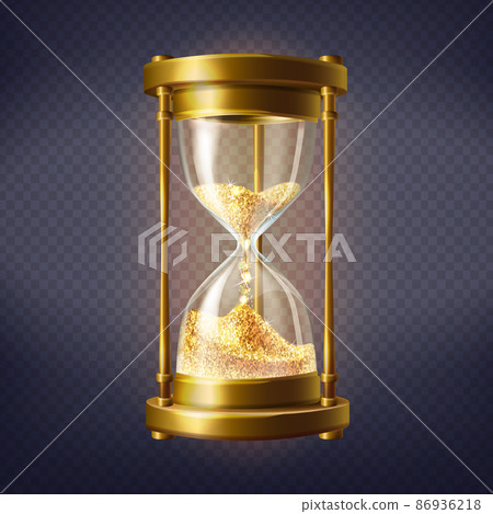 Vector realistic hourglass with golden sand 86936218