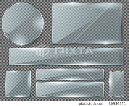 Vector set of transparent glass plates or banners 86936251