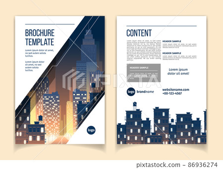 Vector brochure template with cityscape at night Vector brochure template with cityscape at night 86936274